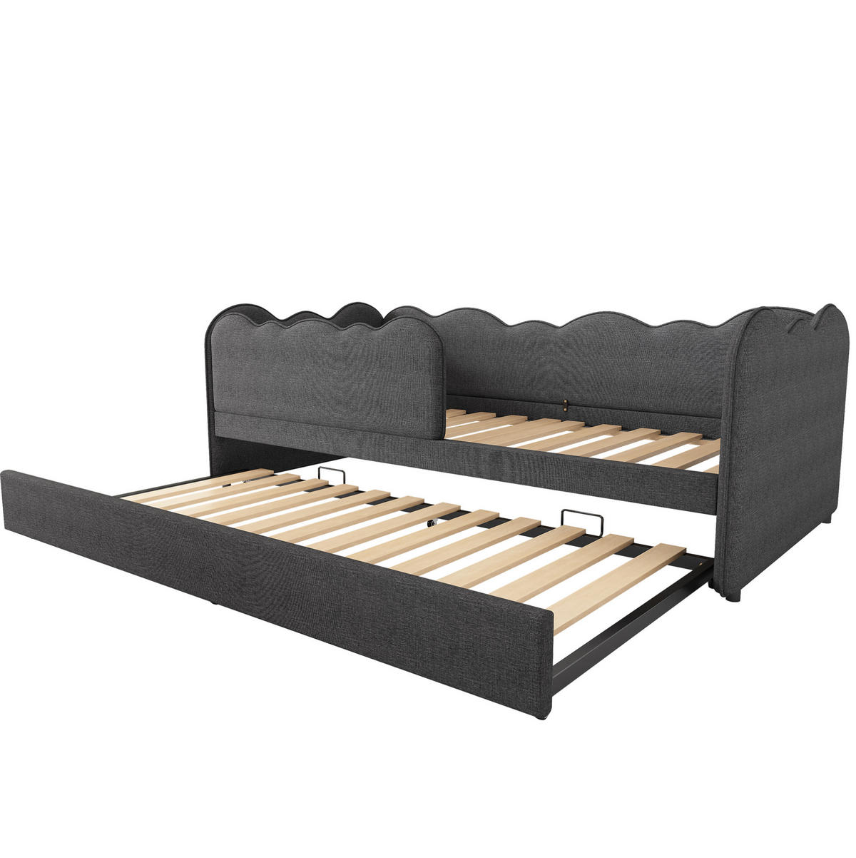 TAGESBETT mit Ausziehbett 90x190 cm Leinen Grau - Grau, Holzwerkstoff (90/190cm) - Beauniv