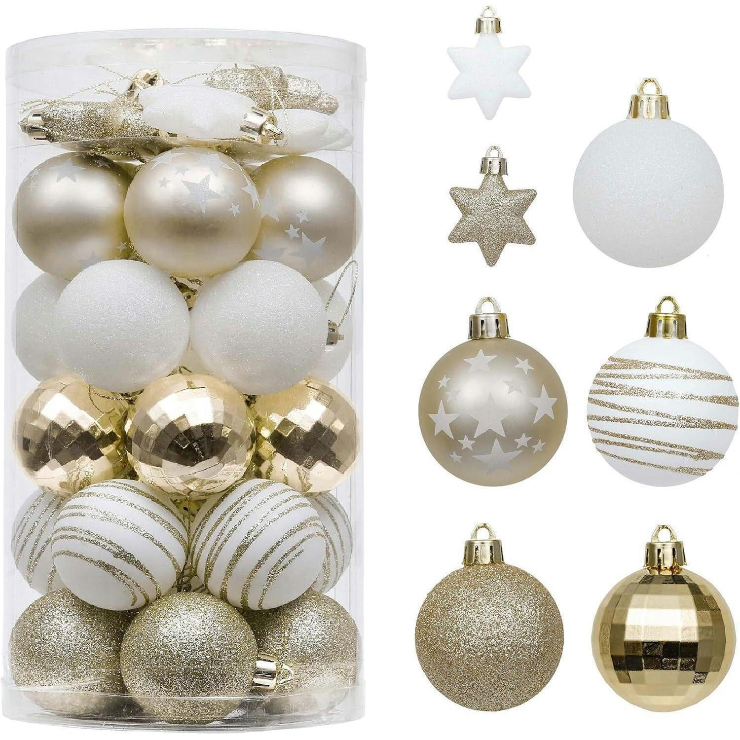 WEIHNACHTSKUGELN 35-teiliges Set 5 cm Weiß Gold - Multicolor, Kunststoff (5/5/5cm)