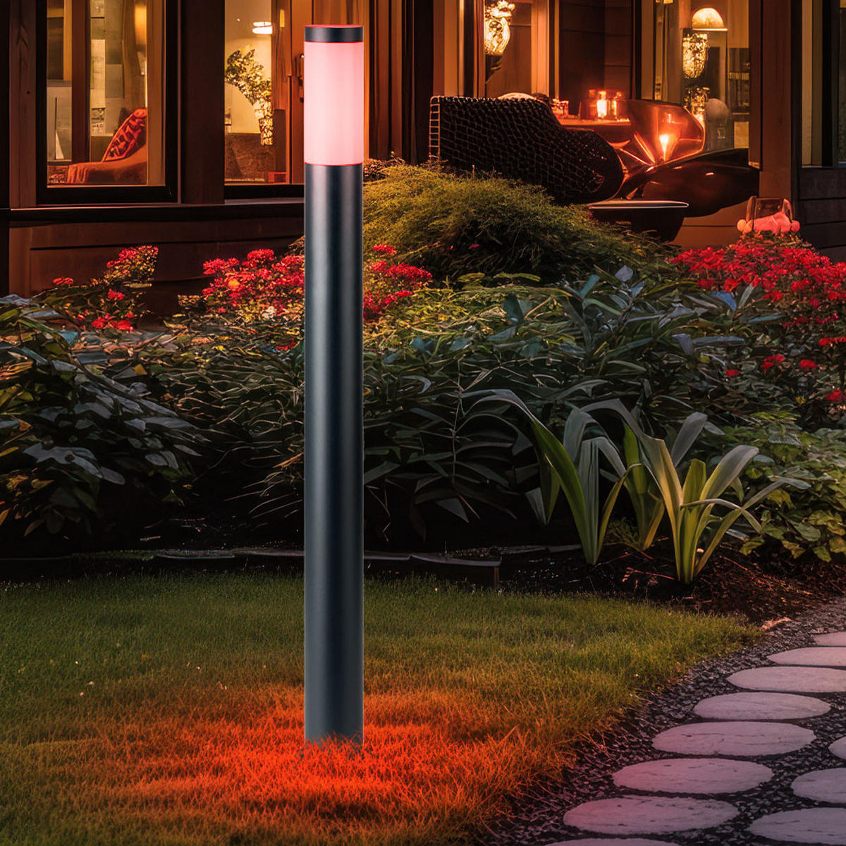 LED AUßENLEUCHTE BOSTON Edelstahl Anthrazit - Anthrazit, Metall (12.7/12.7/110cm) - Globo Lighting