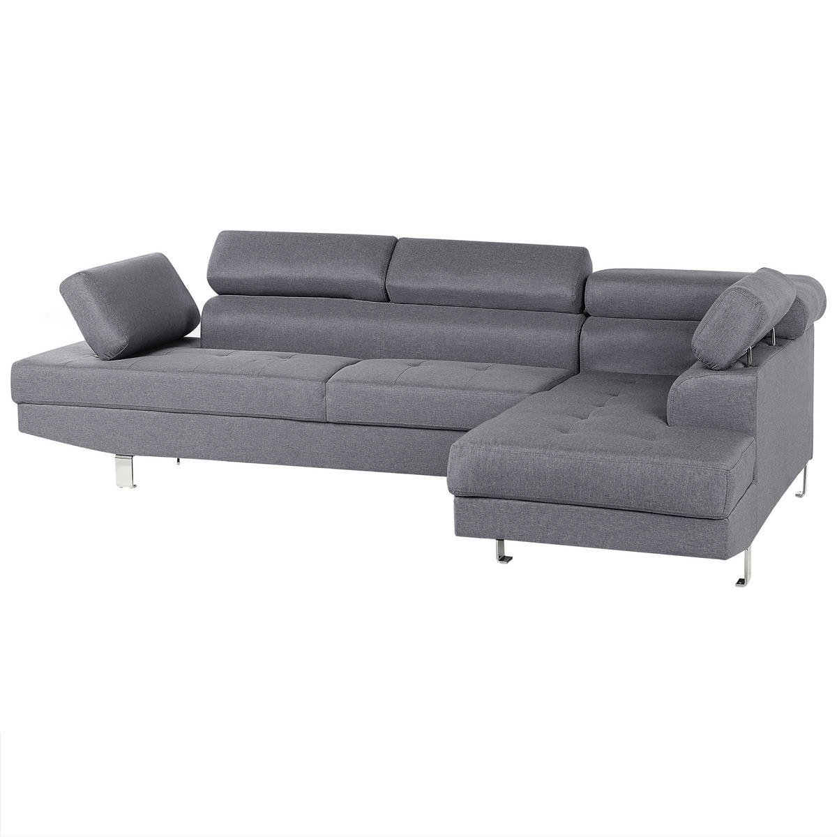 5-SITZER-ECKSOFA Polyester Grau Norrea - Grau, Textil (262/169cm) - Beliani