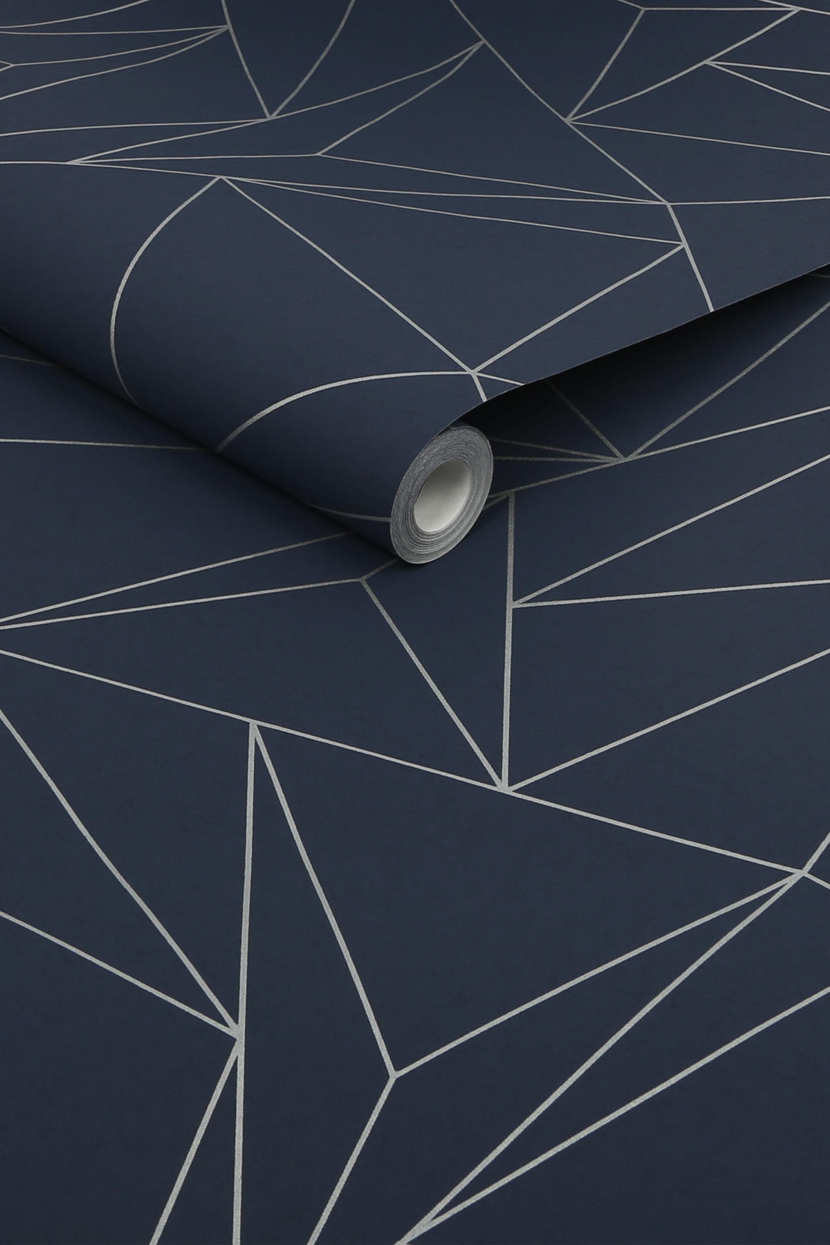 VLIESTAPETE Geo-Linien Silber-Nachtblau - Blau, Papier/Kunststoff (52/1000cm) - next