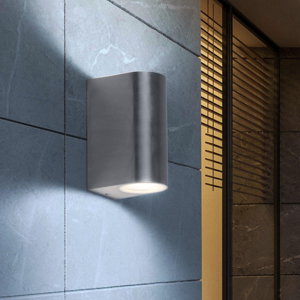AUSSEN-WANDLEUCHTE Aluminium Silber 4er Set - Silberfarben, Glas (7/15.1/10cm)