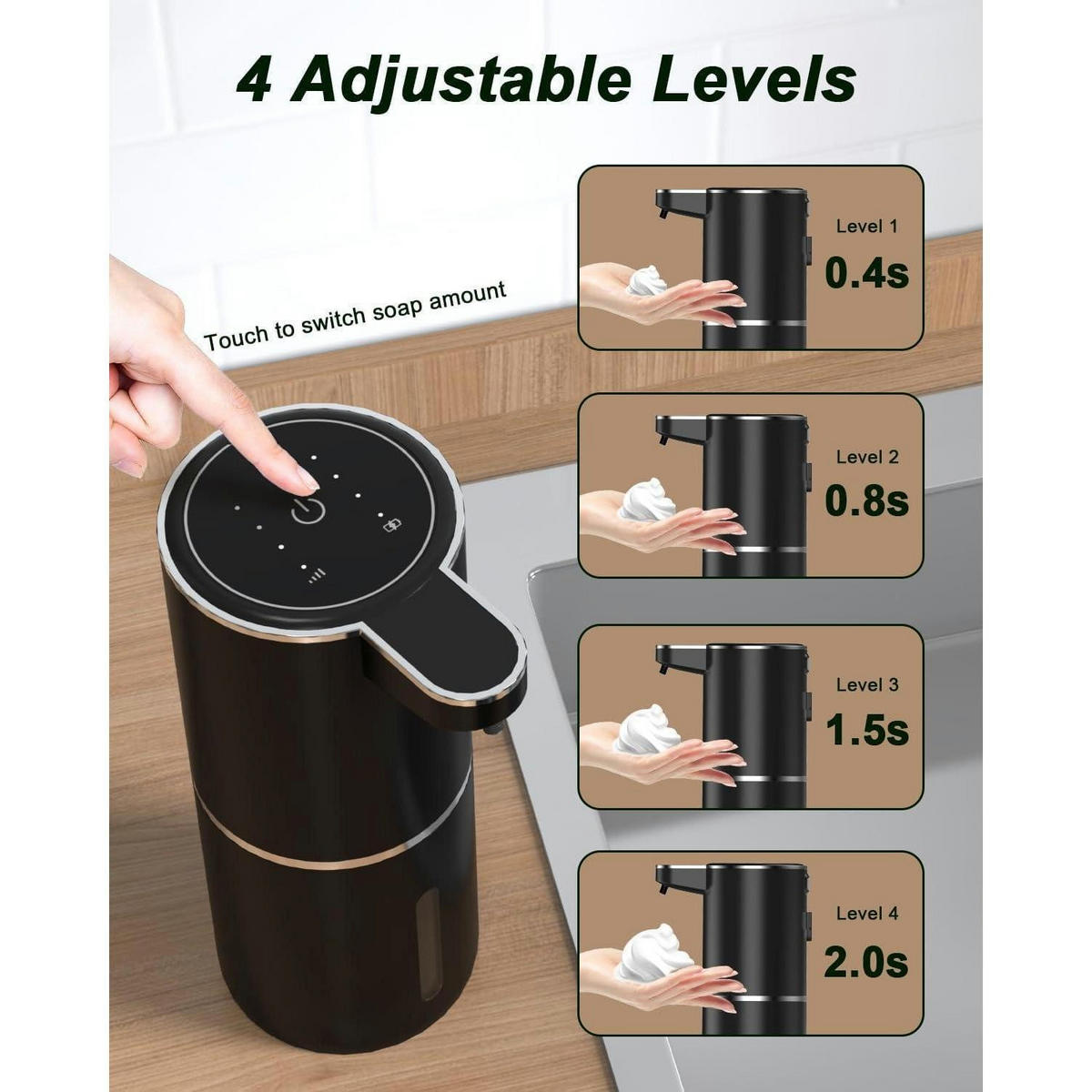 SCHAUMSEIFENSPENDER Automatisch Schwarz 380ml - Schwarz, Kunststoff (1/1/1cm)