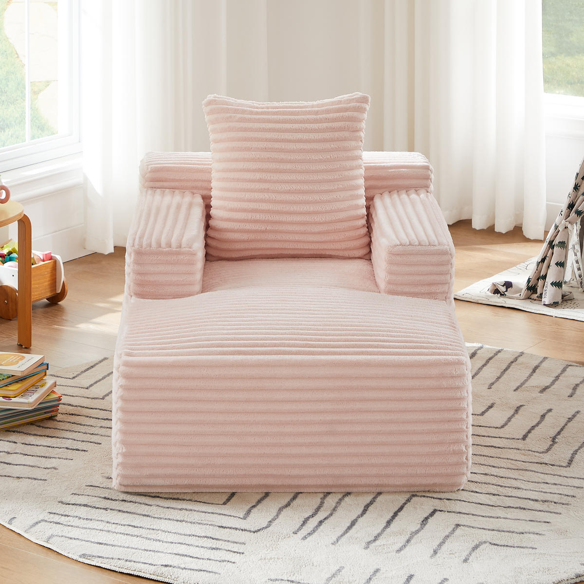 SCHLAFSESSEL DE-34918 Cord mit Schlaffunktion Rosa - Pink, Textil (81/50/117cm) - ComfortXL