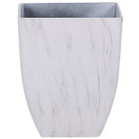 BLUMENTOPF weiß Marmor Optik quadratisch 35/35/42 cm Miro - Weiß, Stein (42cm) - Beliani