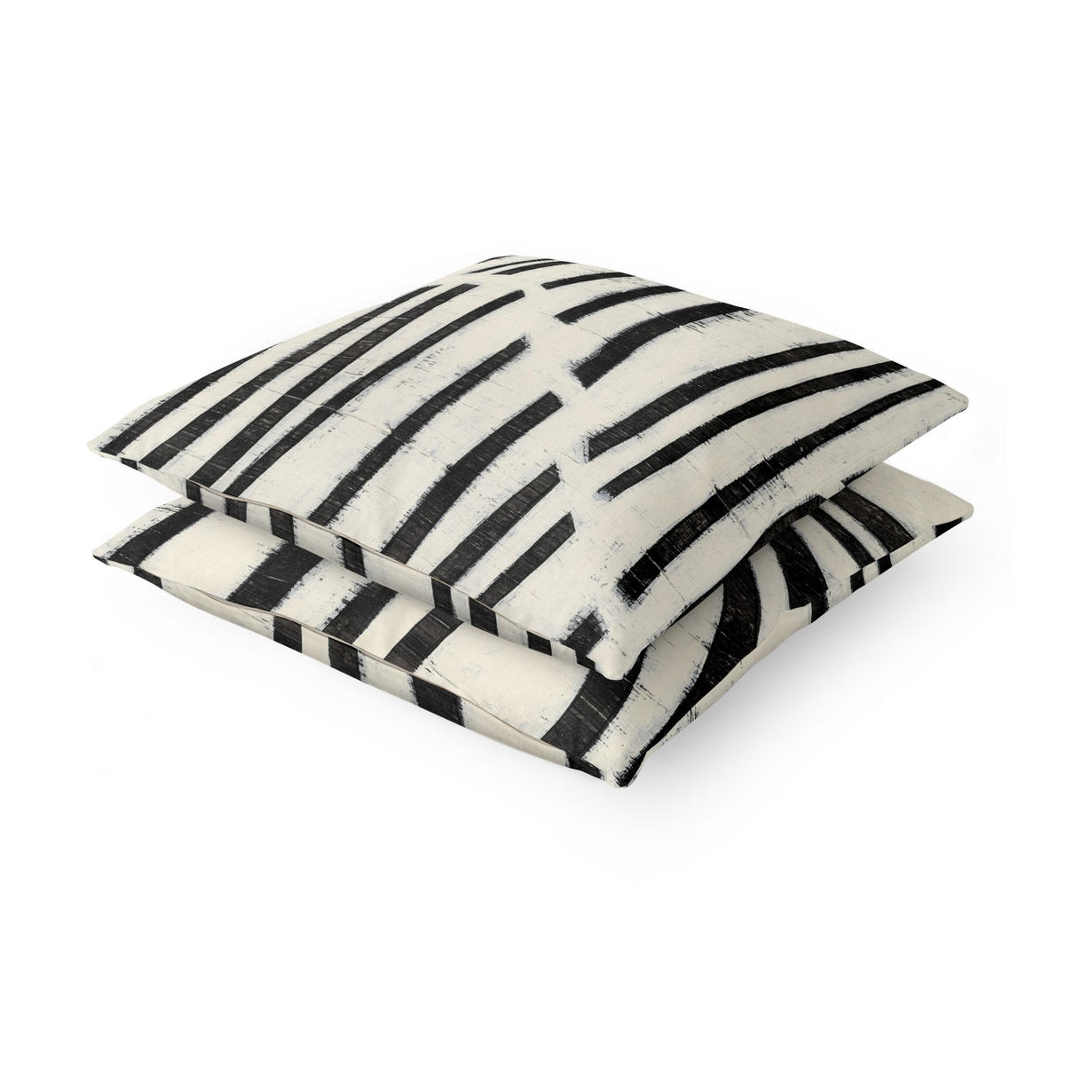 DEKOKISSEN 2er-Set Gemaltes Schwarzes Wellen Streifen Duo 40/40 cm - Schwarz, Textil (40/40cm) - Bilderwelten