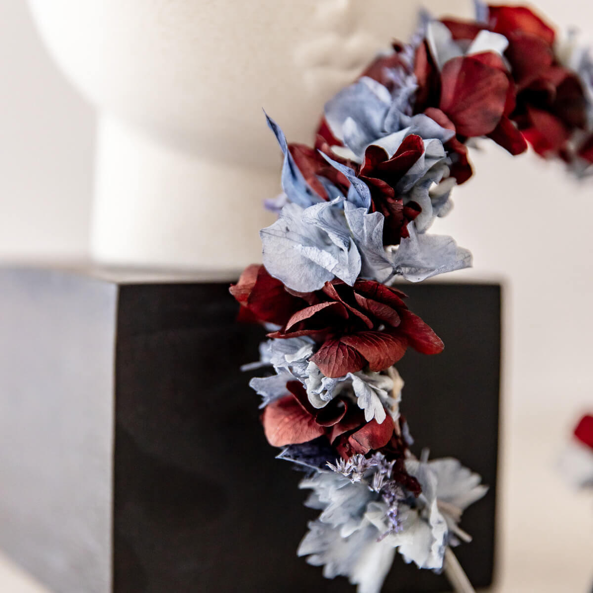 HAARREIF Trockenblumen Hortensie blau rot - bordeaux - Bordeaux, Naturmaterialien (15cm) - Lykke & You