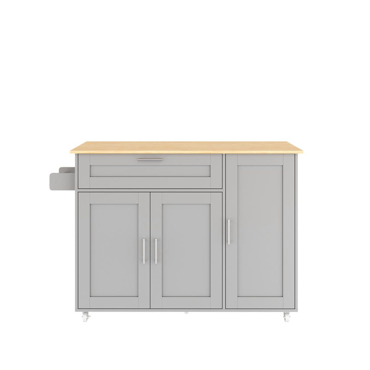 KÜCHENINSEL 132,5/44(70)/90 cm Grau mit Klappplatte, 1 Schublade und Gewürzregal - Grau, Holz/Holzwerkstoff (132.5/90/44cm) - Oxeza
