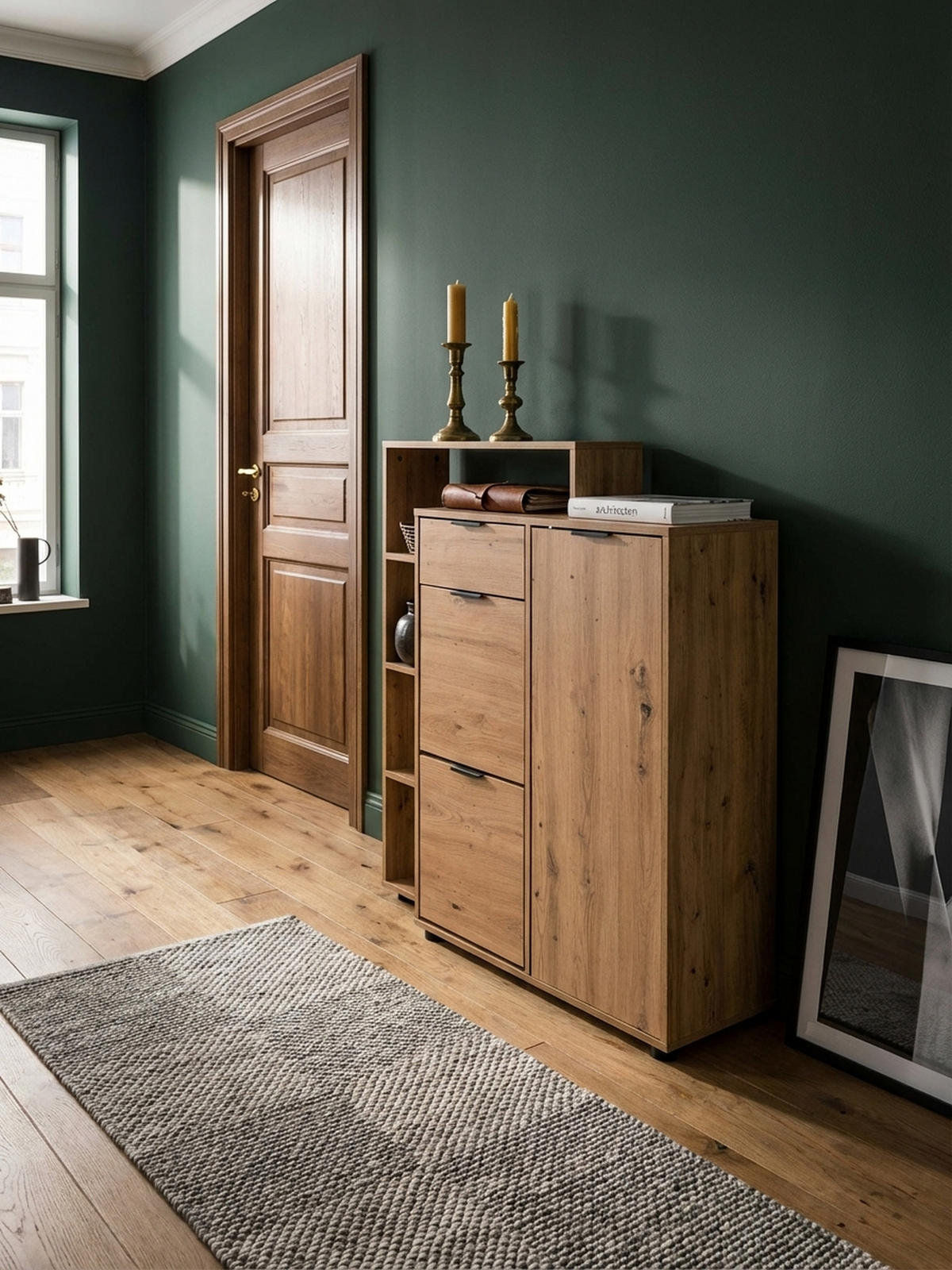 SCHUHSCHRANK – Eiche-Dekor, 98x110x30 cm, geschlossen, mit Schublade - Schwarz/Braun, Kunststoff (98/110/30cm) - KADIMA DESIGN