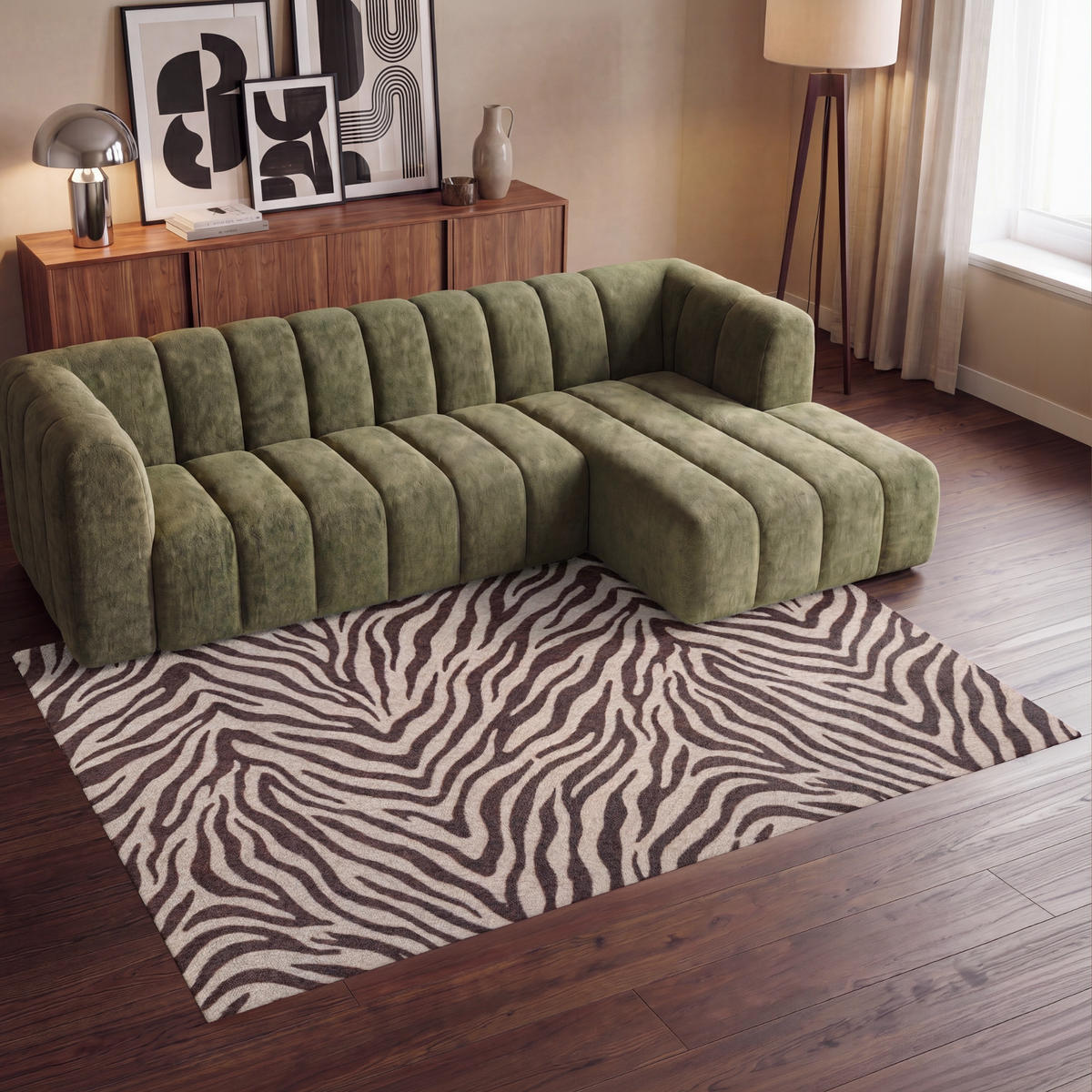 KOBERCE - Zebra - Pruhy - hnedá - 230x150 cm - čierna, textil/plast (230/0.4cm) - OnlyWow