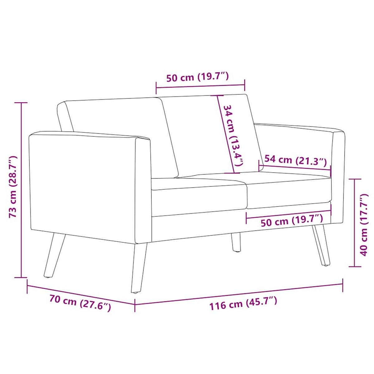 2-SITZER-SOFA Duderstadt - Creme, Holz (116/73/70cm) - Nettlife