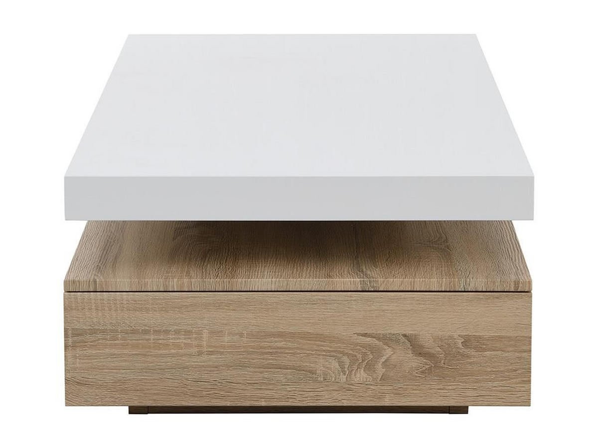 COUCHTISCH mit 2 Schubladen - MDF - Holzfarben hell & Weiß - FELIX - Naturfarben, Holz (120/60/35cm) - Vente-Unique