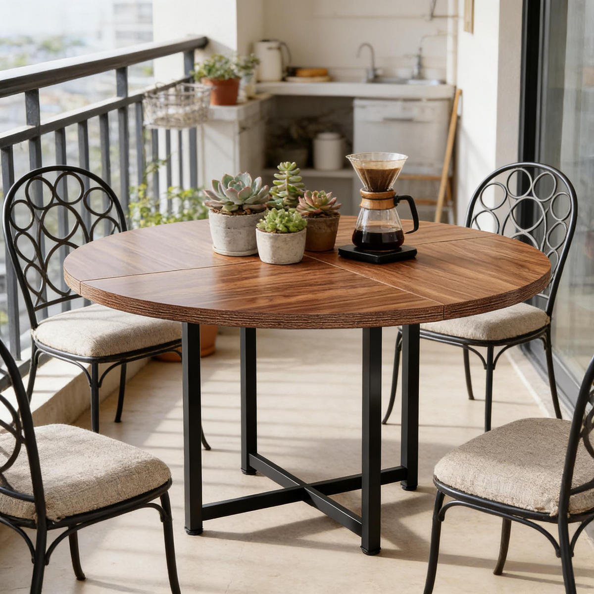 ESSTISCH Braun 120/120/75 cm - Schwarz, Holz (120/120/75cm) - PANGIVO