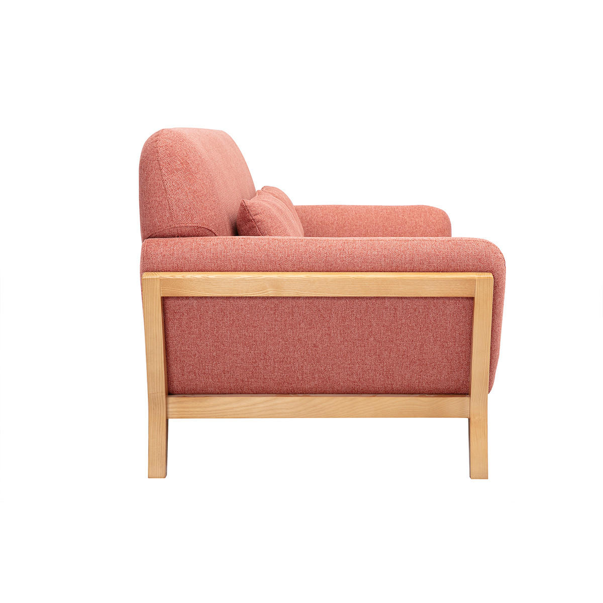 SOFA Skandinavisch 2-Sitzer Terrakotta Samt Stoff Helles Holz YOKO - Terracotta, Textil (85/79/159cm) - Miliboo