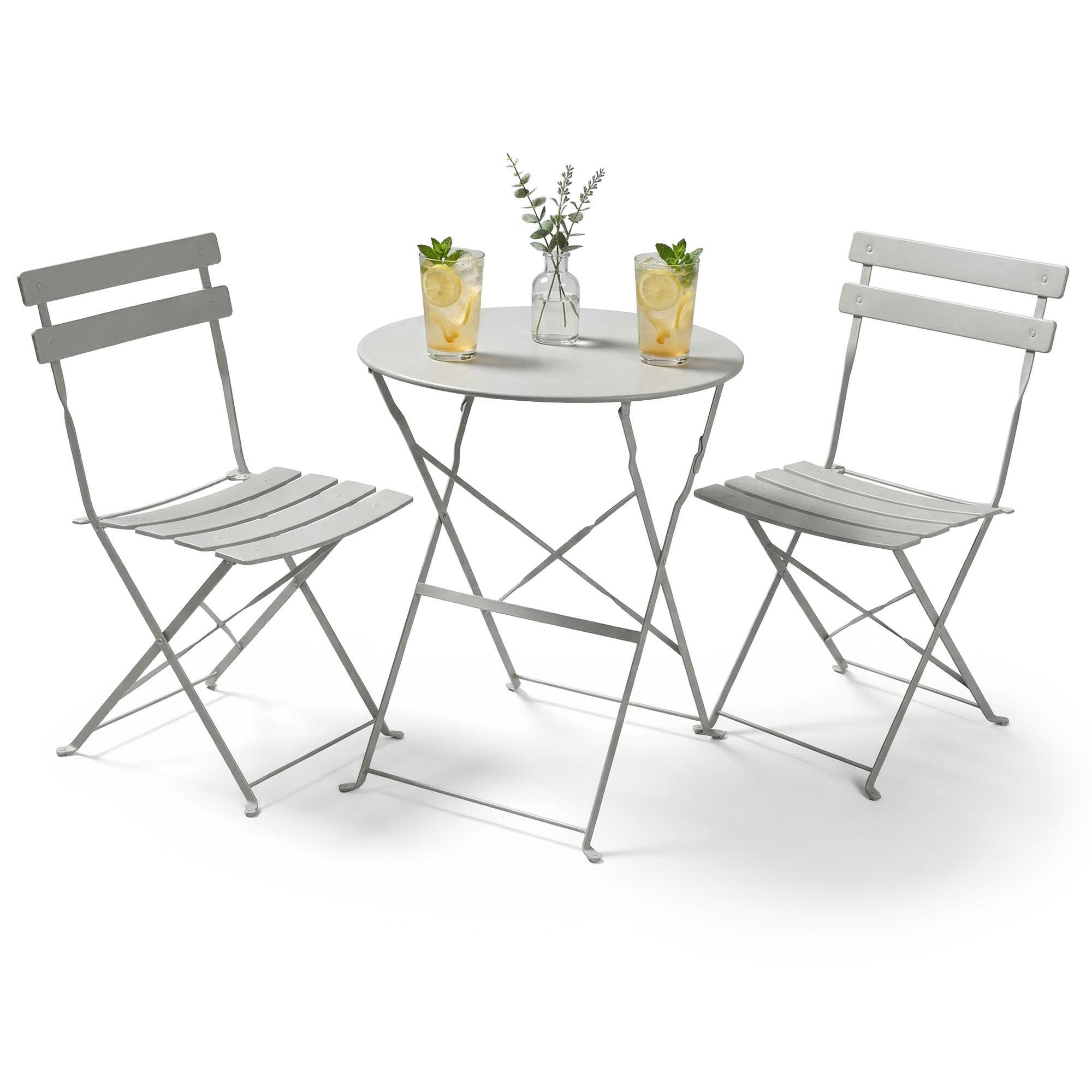 BALKONSET 3-er Set Metall Grau - Grau, Metall - Akord