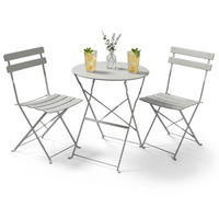 BALKONSET 3-er Set Metall Grau - Grau, Metall - Akord