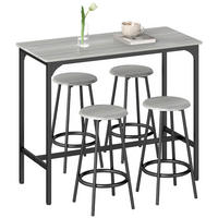 BARGARNITUR 5-teilig DE-08024 mit Tisch & 4 Hockern, Industrie-Design Rustikal - Grau, Metall (50/89.5/110cm) - ComfortXL