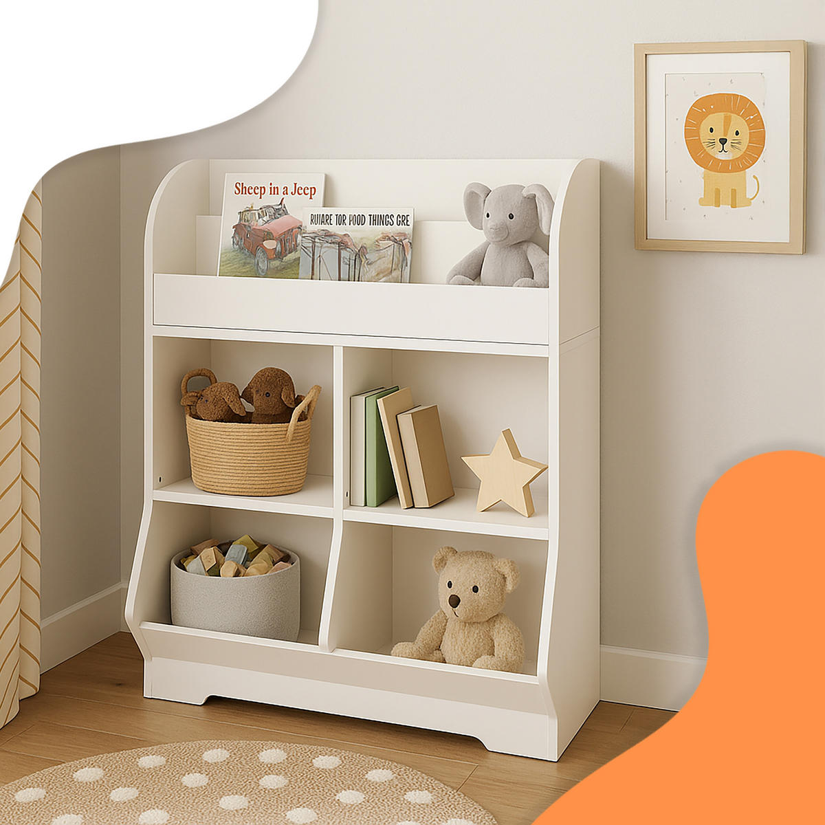 KINDERREGAL - Weiß, Holzwerkstoff (67/89.5/30cm) - Relaxdays