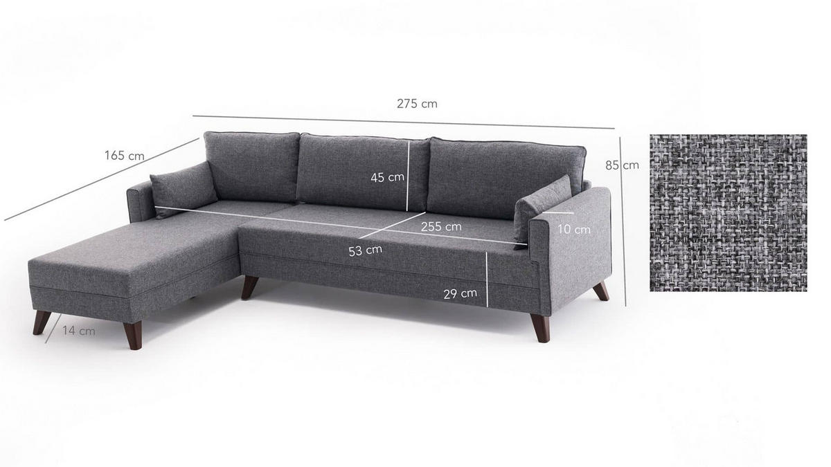 ECKSOFA mit losen Rückenkissen und Schlaffläche - Nussbaumfarben/Walnussfarben, Holz/Kunststoff (275/165cm) - myHomelando