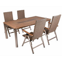 GARTEN-SITZGRUPPE Alwin 5-teilig Stuhl Hochlehner - Braun, Kunststoff - DELUKE