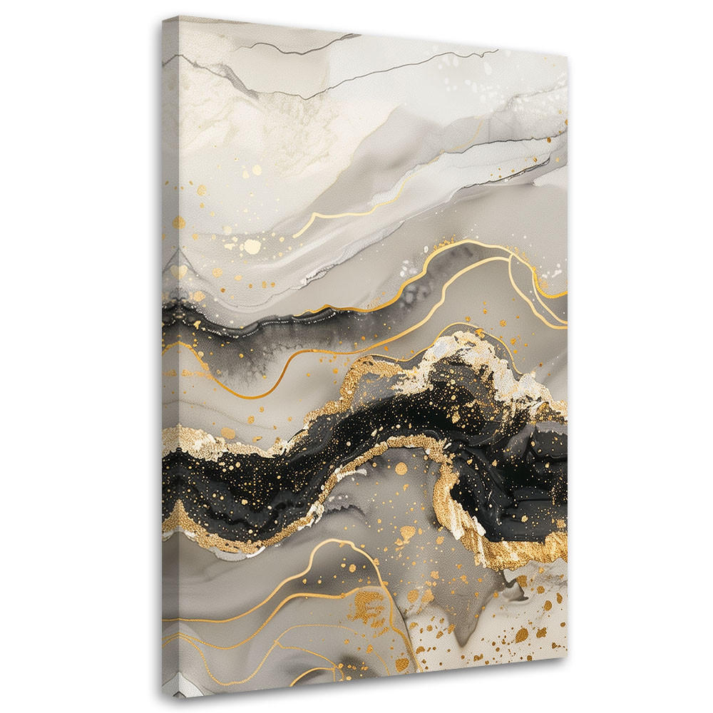 LEINWANDBILD Marmor mit Gold-Glamour-Stil 60x90cm - Grau, Textil (60/90cm) - Feeby