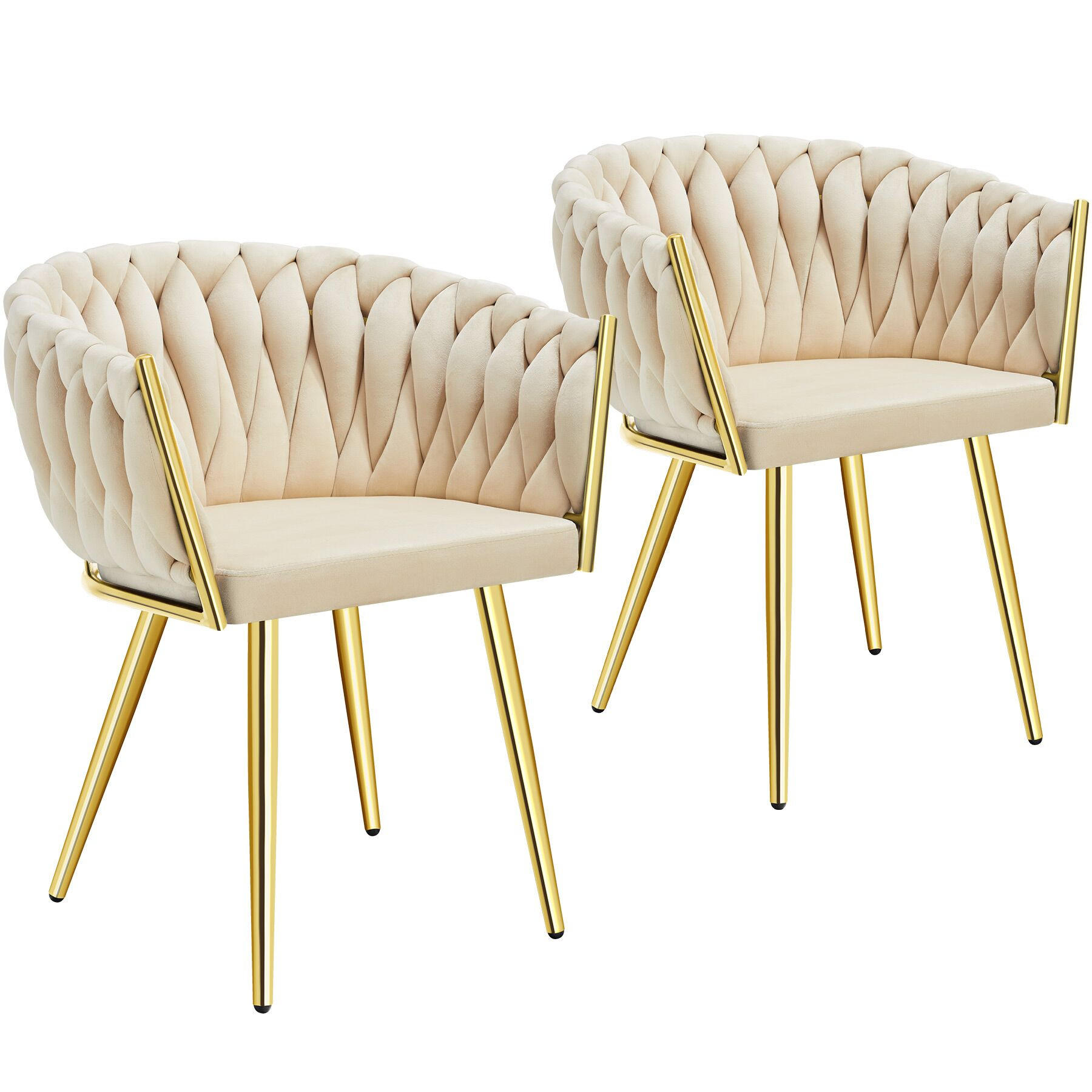 ESSZIMMERSTUHL 2er Set Astano,60,5 x 55 x 75 cm,sandfarben/gold - Sandfarben/Goldfarben, Textil (60.5/75/55cm) - tectake
