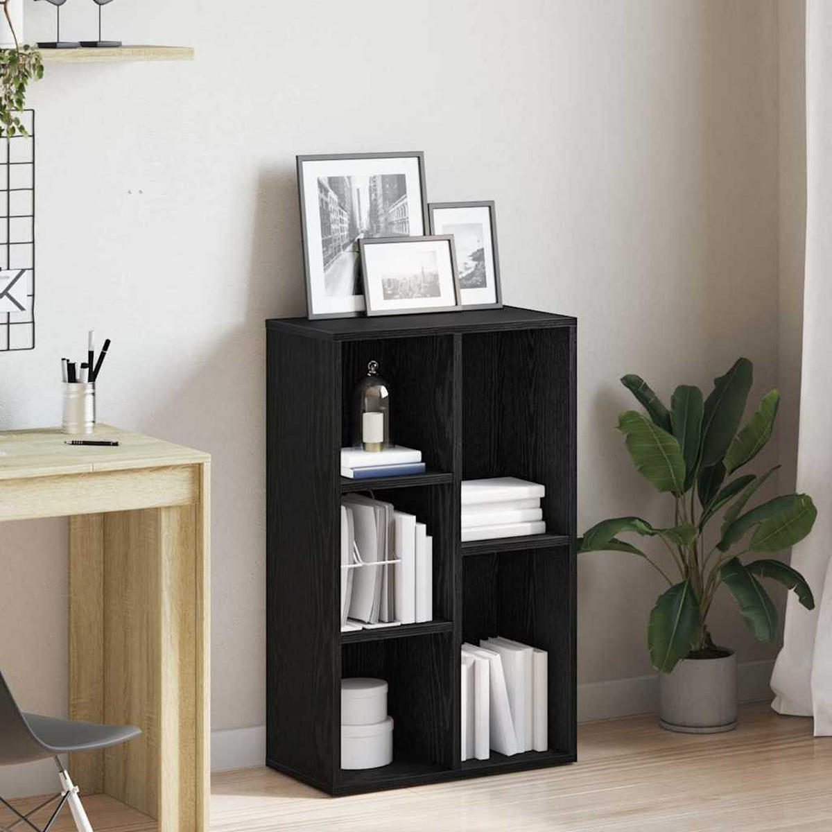 BÜCHERREGAL Schwarz Eichen-Optik 50/25/80 Cm Holzwerkstoff - Schwarz, Holzwerkstoff (25/80/50cm) - vidaXL