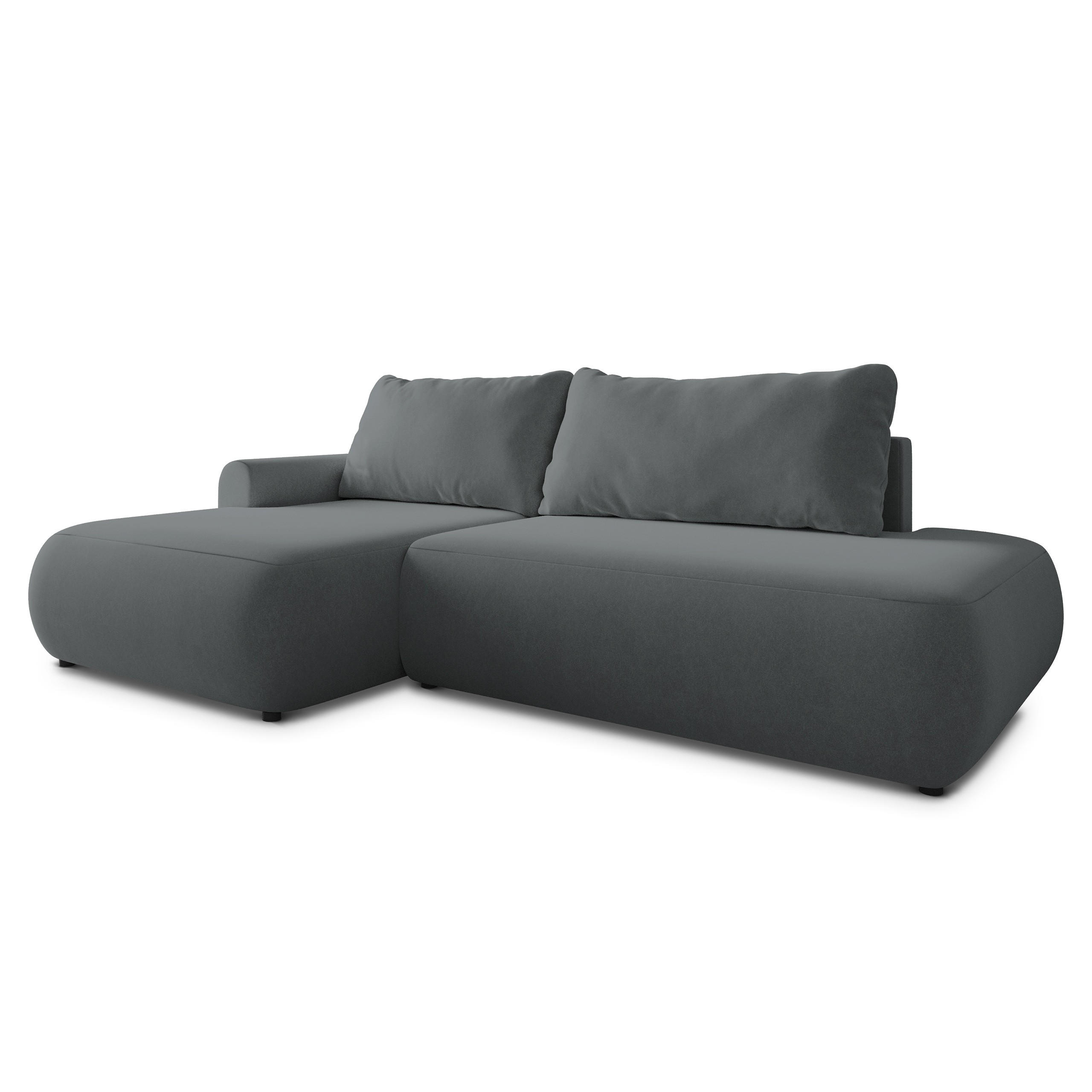 ECKSOFA NUVIRA CL L-S Grau Samtstoff mit Schlaffunktion - Grau, Holzwerkstoff/Textil (279/158cm) - MASSENO