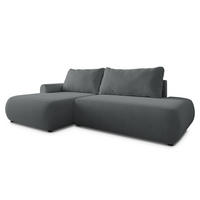 ECKSOFA NUVIRA CL L-S Grau Samtstoff mit Schlaffunktion - Grau, Holzwerkstoff/Textil (279/158cm) - MASSENO