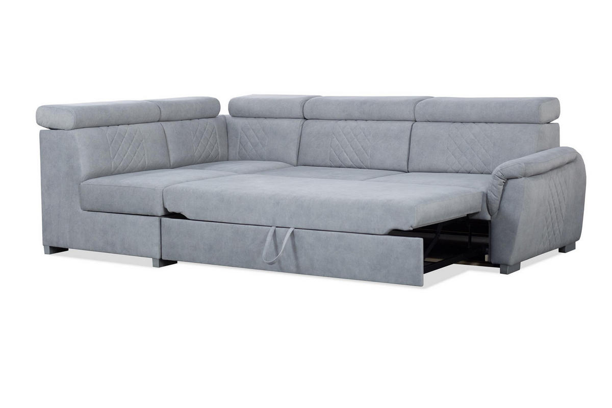 ECKSOFA Ravini Braun, mit Bettzeugablage und verstellbaren Kopfstützen, linke seite - Braun, Holzwerkstoff (253/156cm) - Bettso
