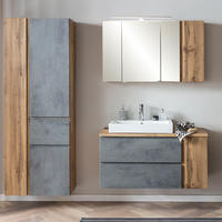 BADMÖBEL-SET 3-TLG. Vasto-03 - Grau, Holzwerkstoff (185/200/47cm) - Lomado