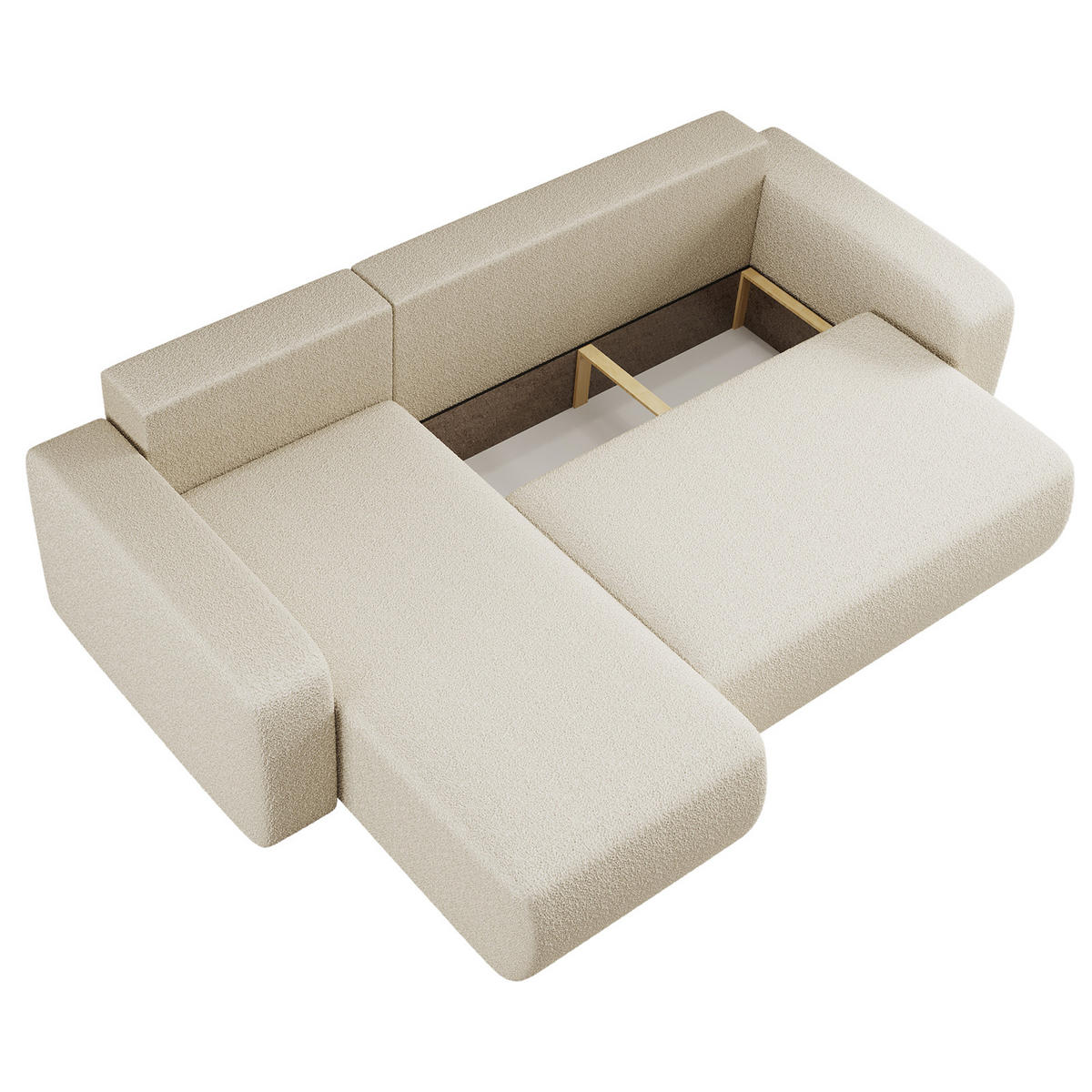 ECKSOFA L-FORM Schlaffunktion Und Bettkasten Eckcouch MILANO L Stoff Quelle Ecru Rechts - Ecru, Holz/Textil (244/142cm) - Kaiser Möbel