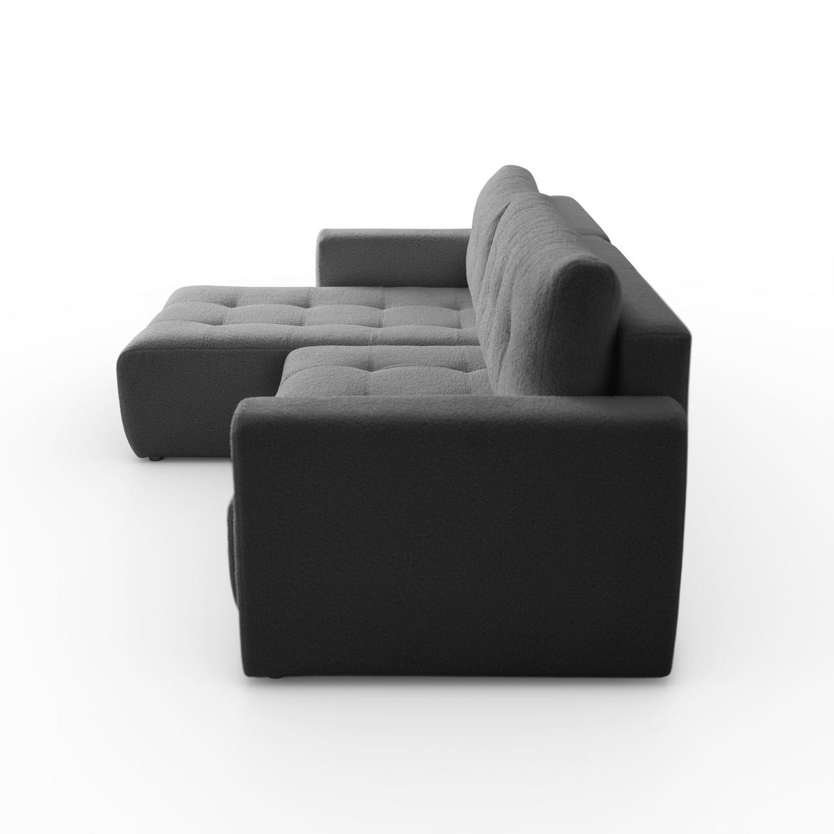 ECKSOFA Viola in L-Form, grau, Lammfelloptik, 261 x 143 cm mit Schlaffunktion und Bettkasten - Grau, Textil (261/143cm) - Margaret Hadas24