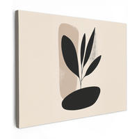 LEINWANDBILD Pflanze - Beige - Japanisch 40x30 cm - Schwarz, Textil (40/30cm) - MuchoWow