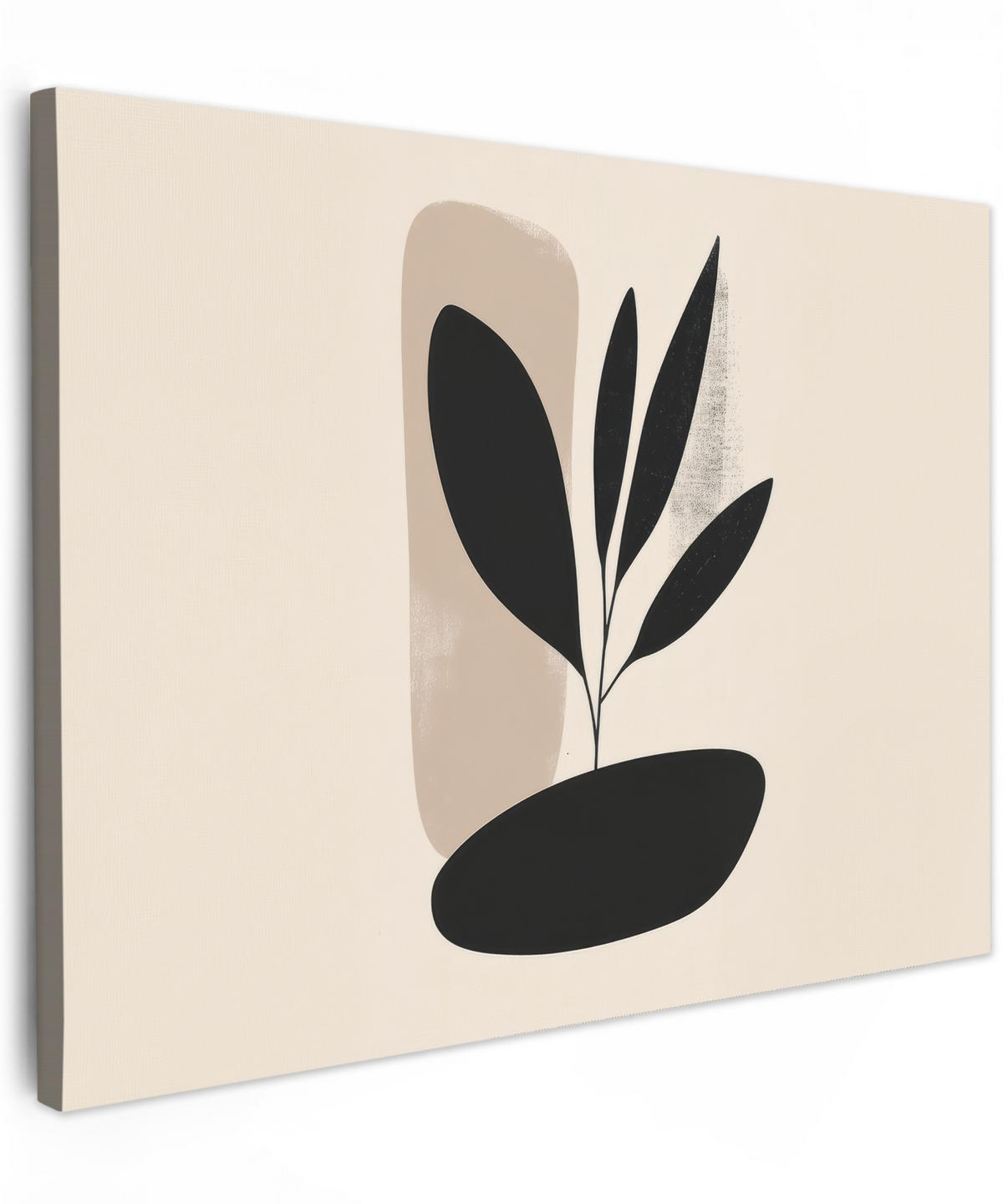 LEINWANDBILD Pflanze - Beige - Japanisch 40x30 cm - Schwarz, Textil (40/30cm) - MuchoWow