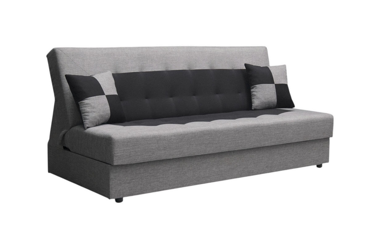 SOFA POLO mit Schlaffunktion SAWANA 21+14 mit Stauraum - Grau, Textil (80/96/192cm) - Bedante