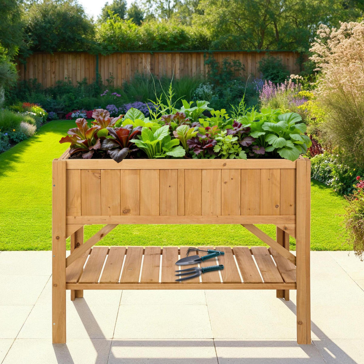HOCHBEET ,119 x 57 x 90 cm,braun - Braun, Holz (53/90/119cm) - tectake