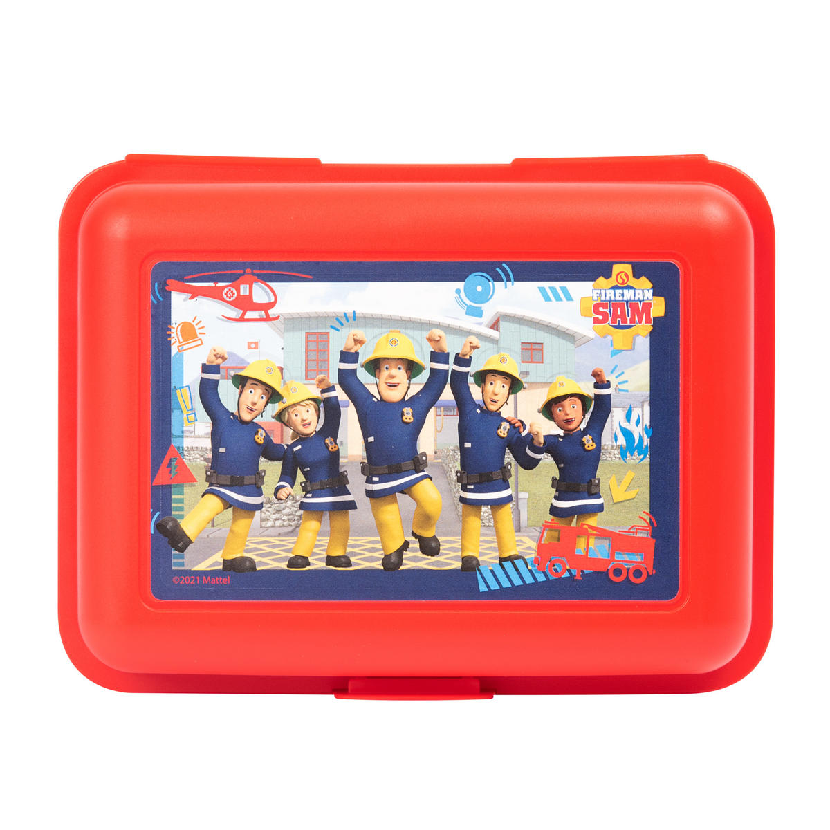 BROTDOSE Feuerwehrmann Sam Team Rot 17,5 x 12,8 x 6,9 cm - Rot, Kunststoff (17.5/6.9/12.8cm) - Chiemsee