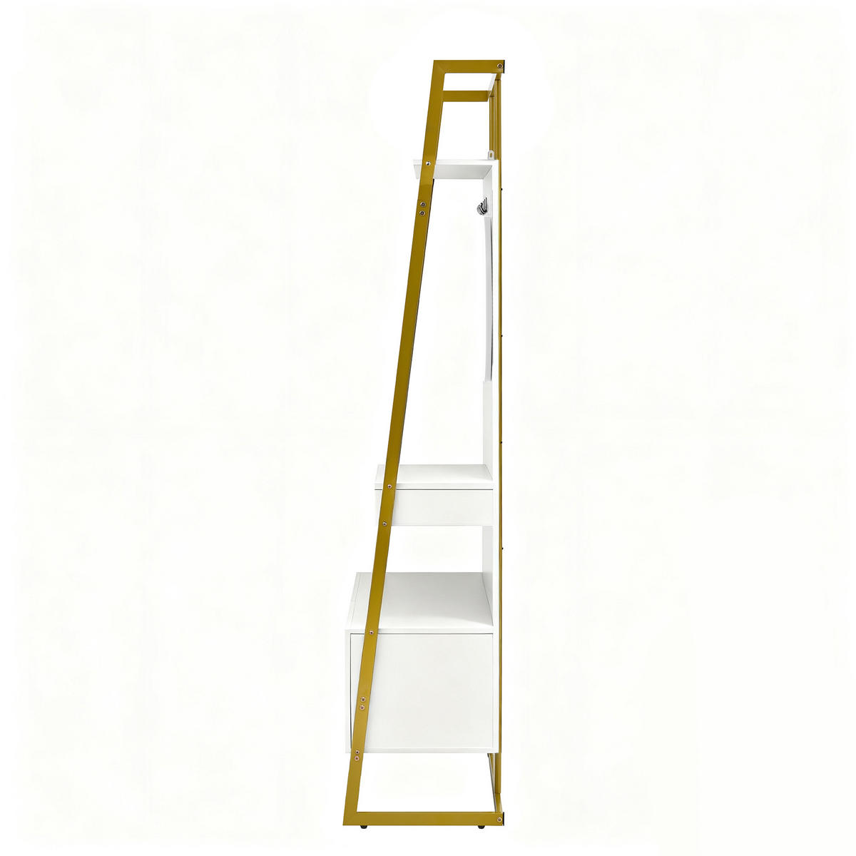 GARDEROBE-SET in Weiß und Gold mit Spiegel und Schuhbank für Eingangsbereich und Flur, B78/T38.5/H180.5 cm - Goldfarben/Weiß, Glas/Holzwerkstoff (78/180.5/38.5cm) - STILVORA