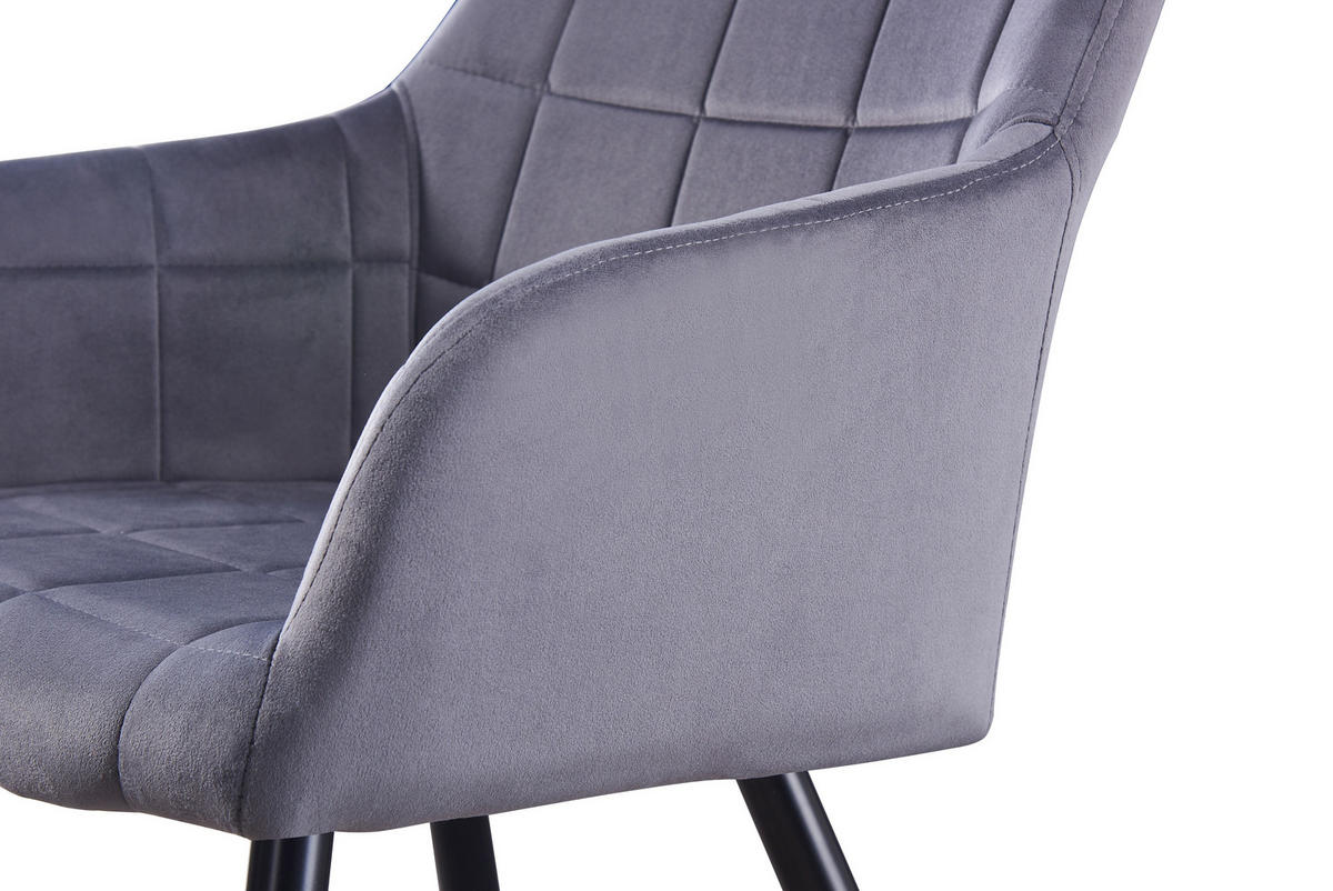 ESSZIMMERSTUHL Samt 6-teilig Grau - Grau, Metall (55/82/59cm) - Life Interiors