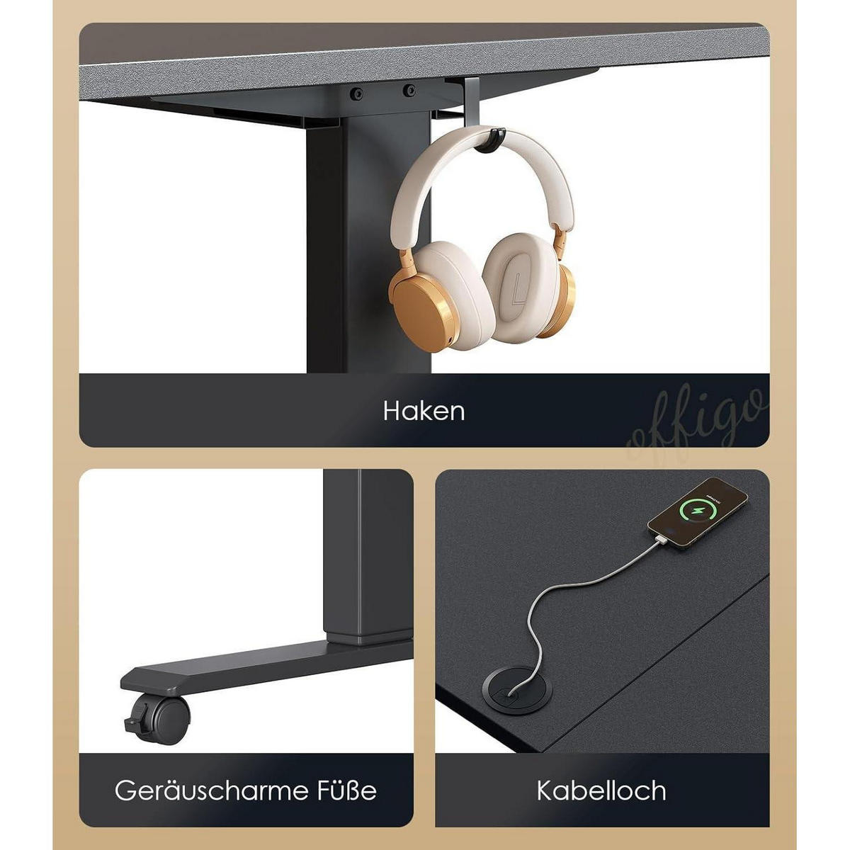 SCHREIBTISCH Höhenverstellbar Elektrisch 180 cm Schwarz mit USB und Memory Funktion - Schwarz, Holzwerkstoff (70/180/72cm)