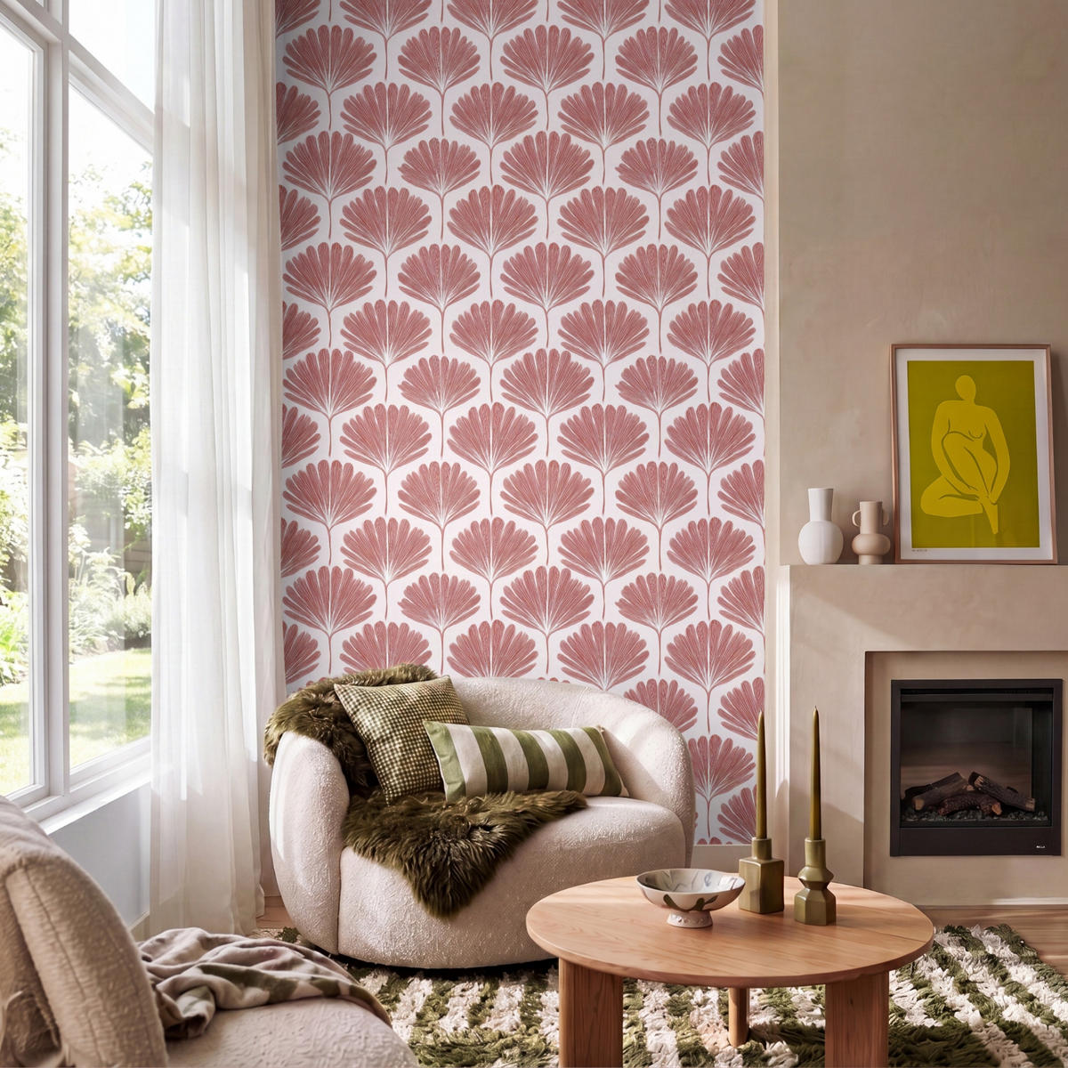 TAPETE - Fächer - Motiv - Terra - 140x240 cm - Rotbraun, Papier (140/240cm) - OnlyWow