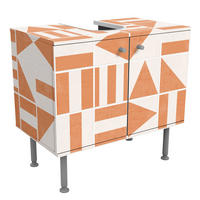 WASCHBECKENUNTERSCHRANK Fliesen mit geometrischen Formen Apricot Shabby 60/55/35 cm - Orange, Holzwerkstoff (60/55/35cm) - Bilderwelten