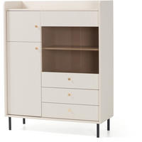 VITRINE Gloria mit 2 Schubalden und 3 Türen - Beige/Schwarz, Holzwerkstoff/Metall (103/133/42cm) - Beautysofa