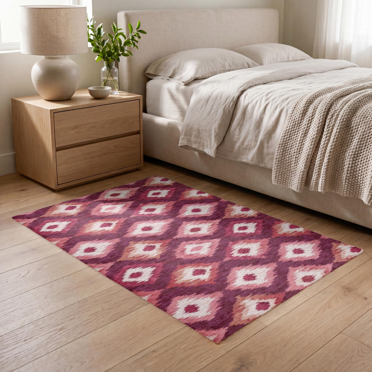 TEPPICH - Diamantformen - Rosa - Muster - Textur - 120x80 cm - Bordeaux, Kunststoff/Textil (120/0.4cm) - OnlyWow