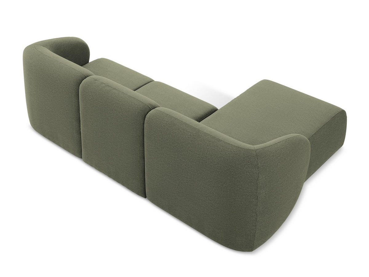 ECKSOFA Links Bouclé Stoff Grün - Schwarz/Olivgrün, Holzwerkstoff/Kunststoff (248/166cm) - Makamii