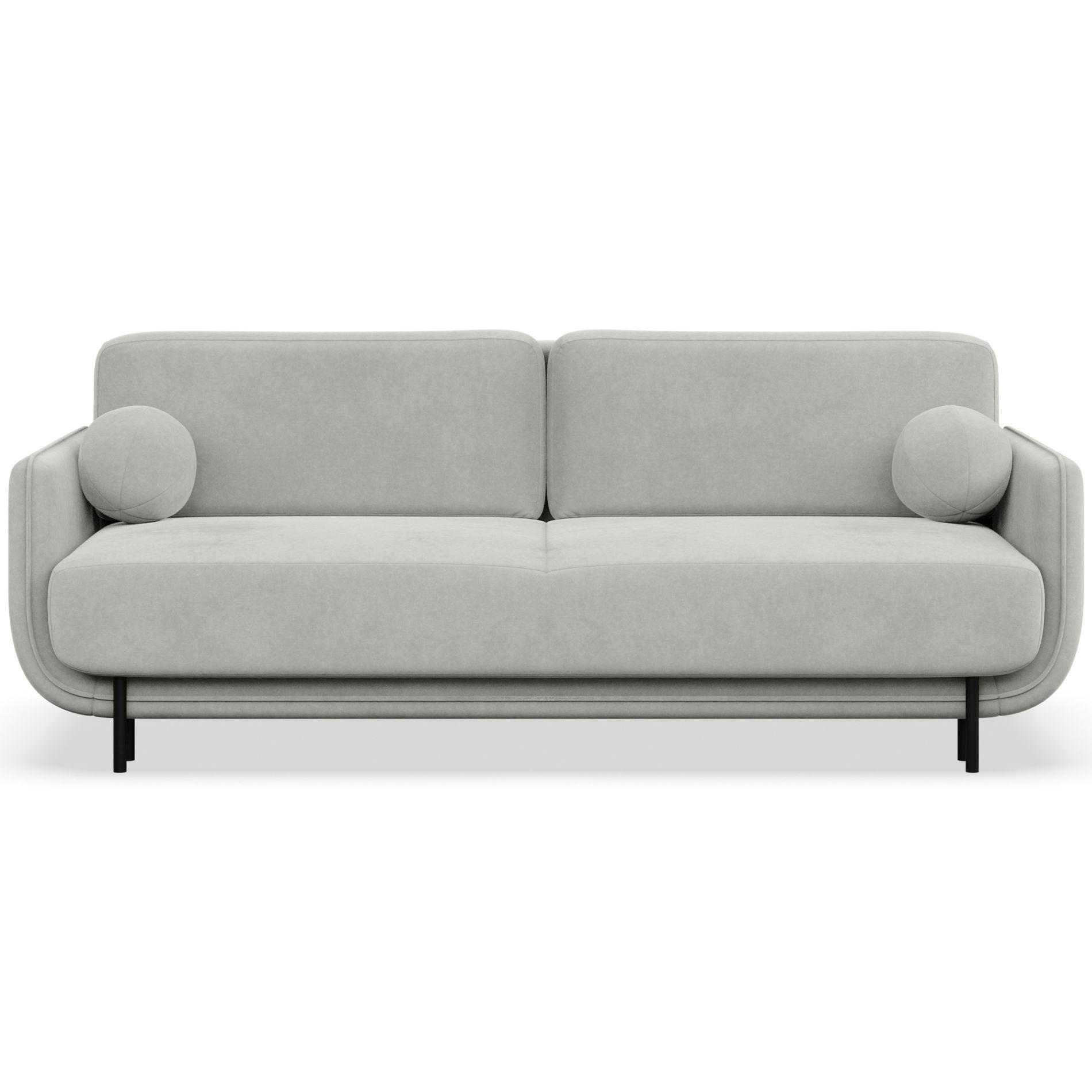 SCHLAFSOFA Ovals Hellgrau - Hellgrau/Schwarz, Textil/Metall (236/95/96cm) - Selsey