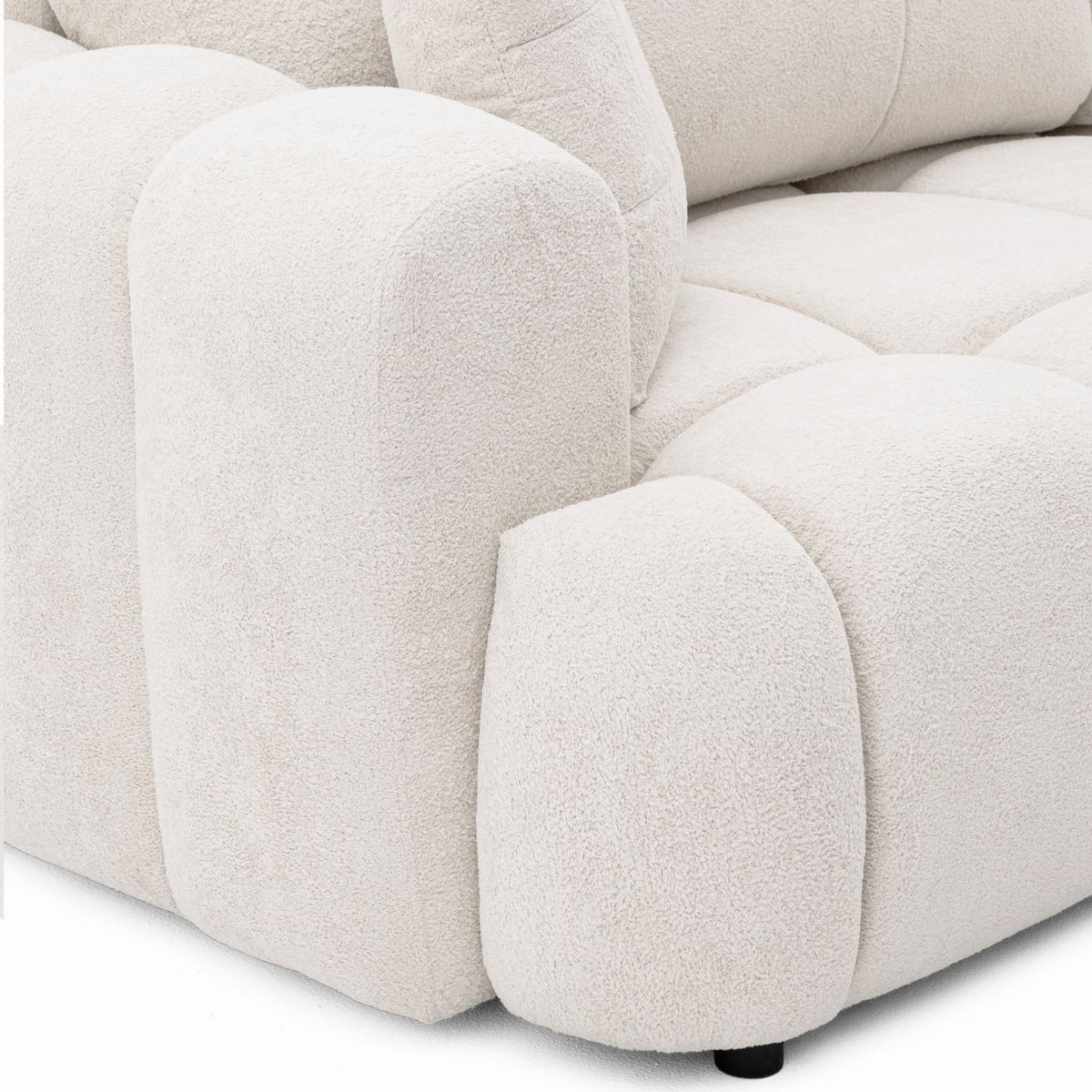 ECKSOFA CALM L Rechts mit Schlaffunktion 140x215 Webstoff weiß - Schwarz/Weiß, Holz/Kunststoff (151/261cm) - Muffo