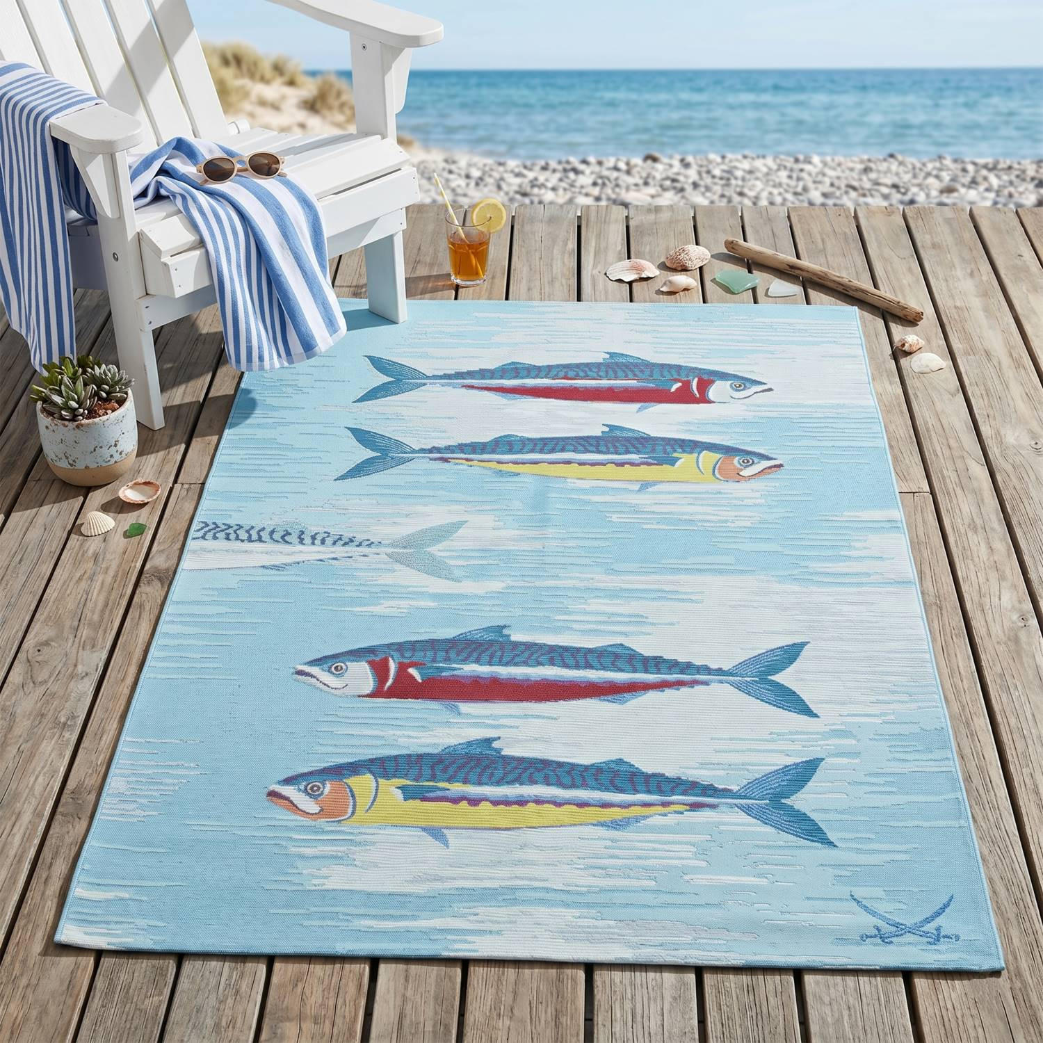 OUTDOORTEPPICH Rantum Beach 190x290 cm - Türkis, Textil (190/290cm) - Sansibar SYLT