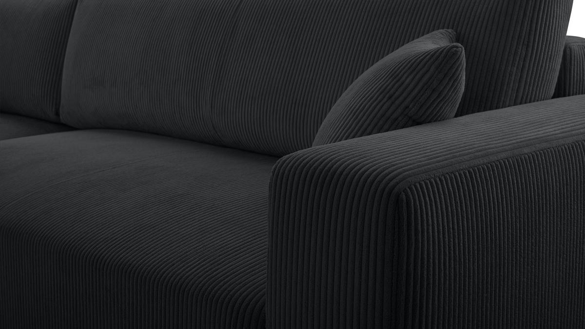 ECKSOFA L Form Catea Dunkelgrau 279/145/84 cm Links mit Schlaffunktion - Dunkelgrau/Schwarz, Kunststoff/Textil (145/279cm) - AX Living